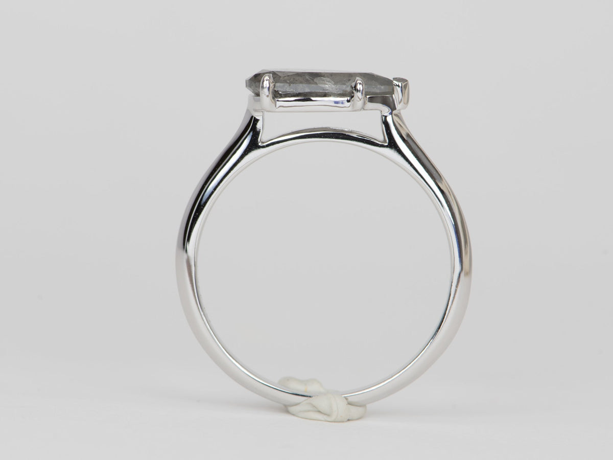 1.48ct Salt and Pepper Diamond Sideways Set Engagement Ring 14K White Gold R6532 Aurora Designer