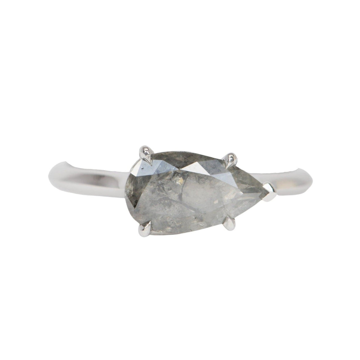 1.48ct Salt and Pepper Diamond Sideways Set Engagement Ring 14K White Gold R6532 Aurora Designer