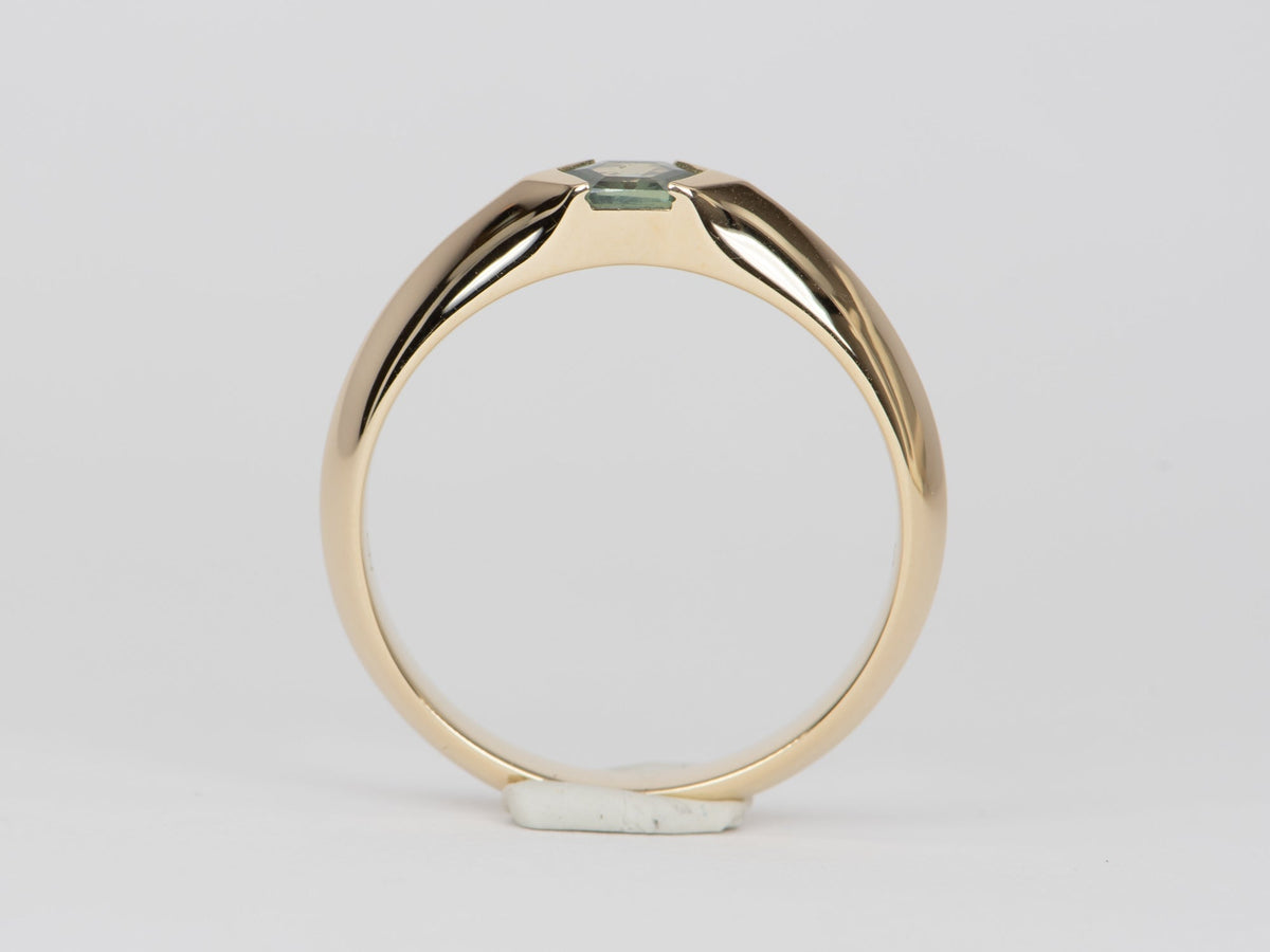 Hexagon Montana Sapphire Half Bezel Set Engagement Ring 14K Gold R6534 Aurora Designer