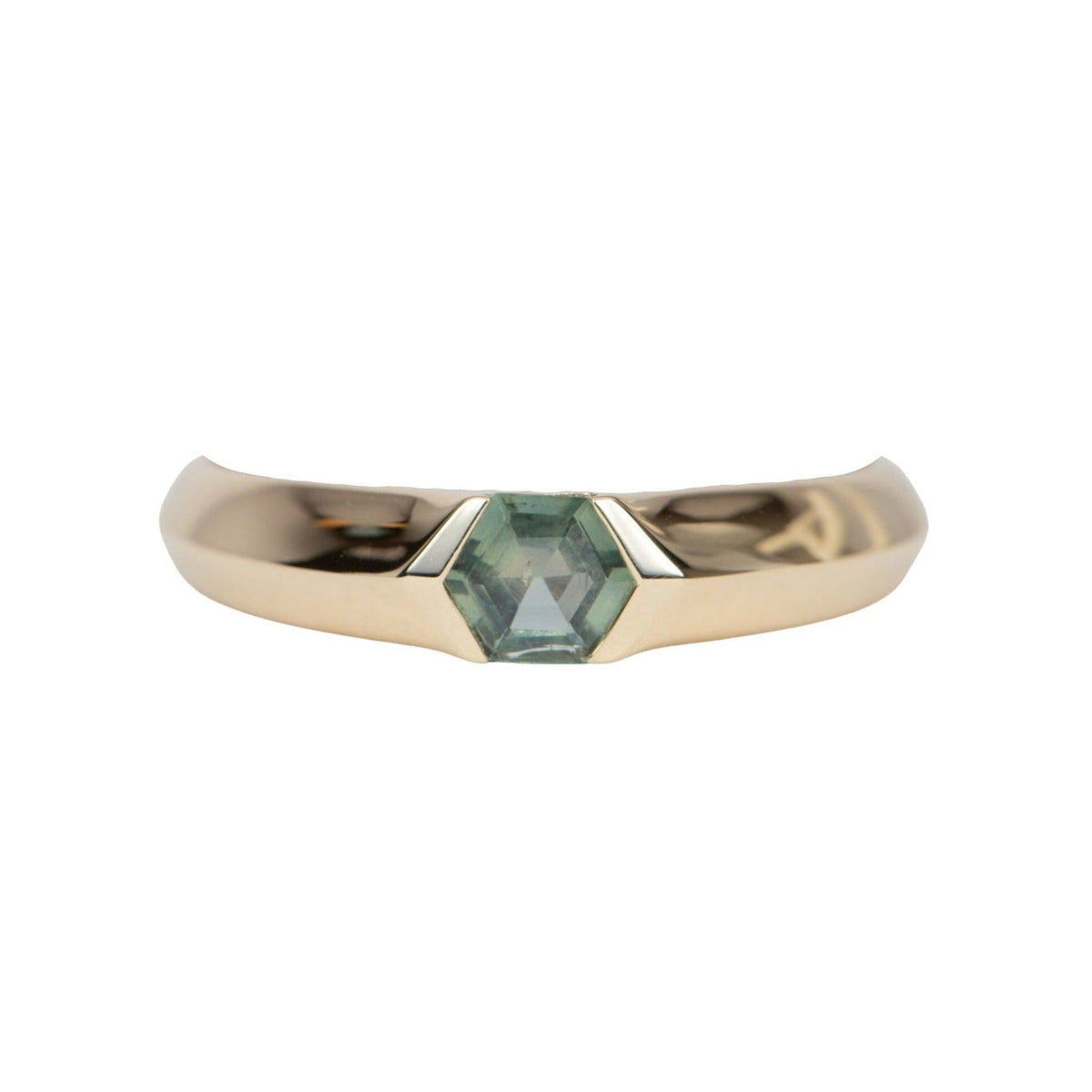 Hexagon Montana Sapphire Half Bezel Set Engagement Ring 14K Gold R6534 Aurora Designer