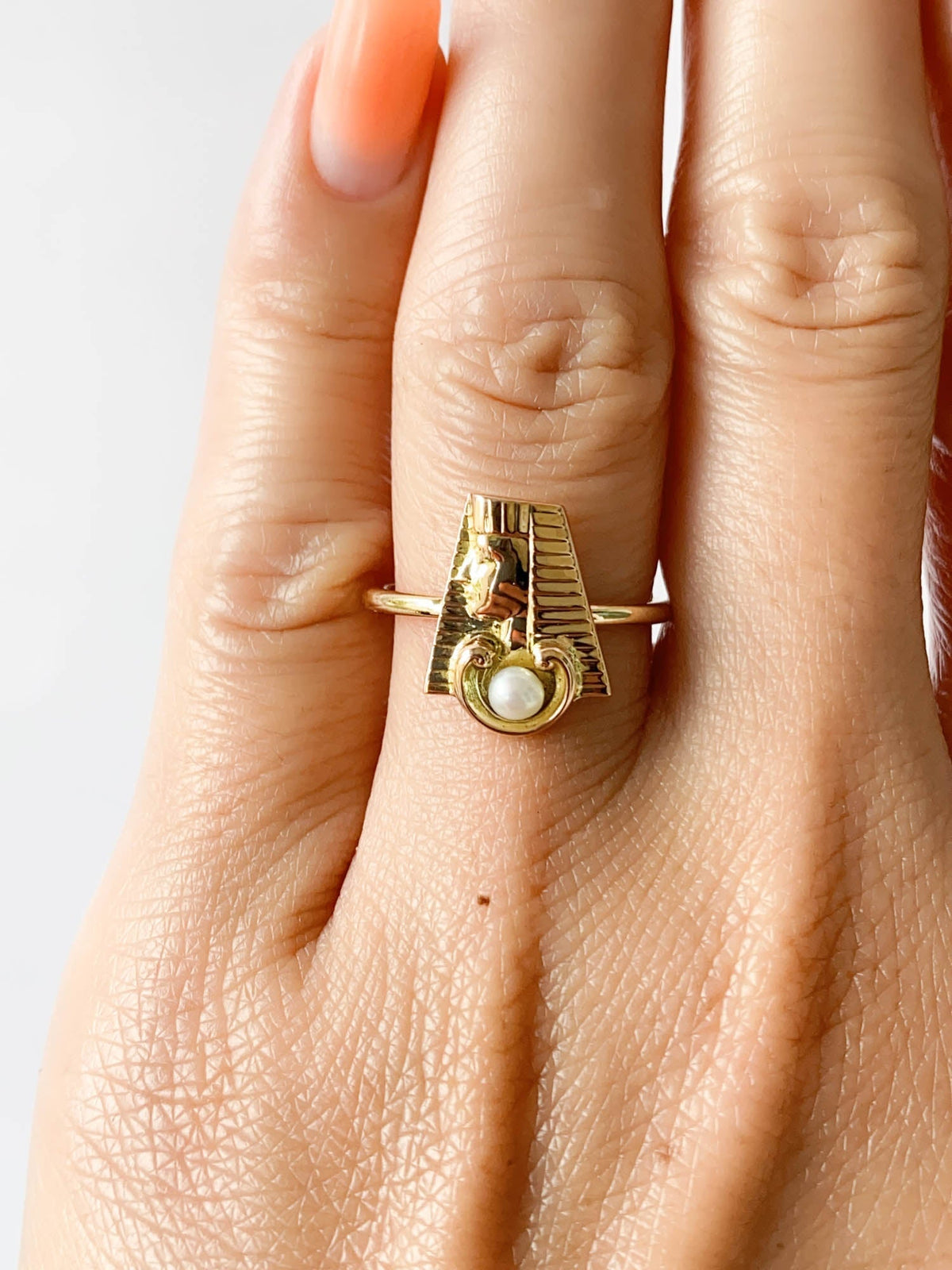 Egyptian Face Vintage Pin Converted to Unique Ring 14K Gold R6548 Aurora Designer