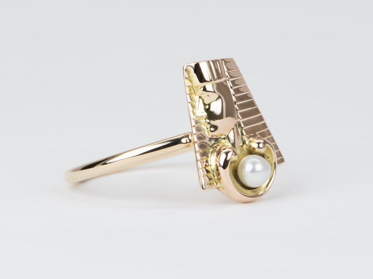 Egyptian Face Vintage Pin Converted to Unique Ring 14K Gold R6548 Aurora Designer