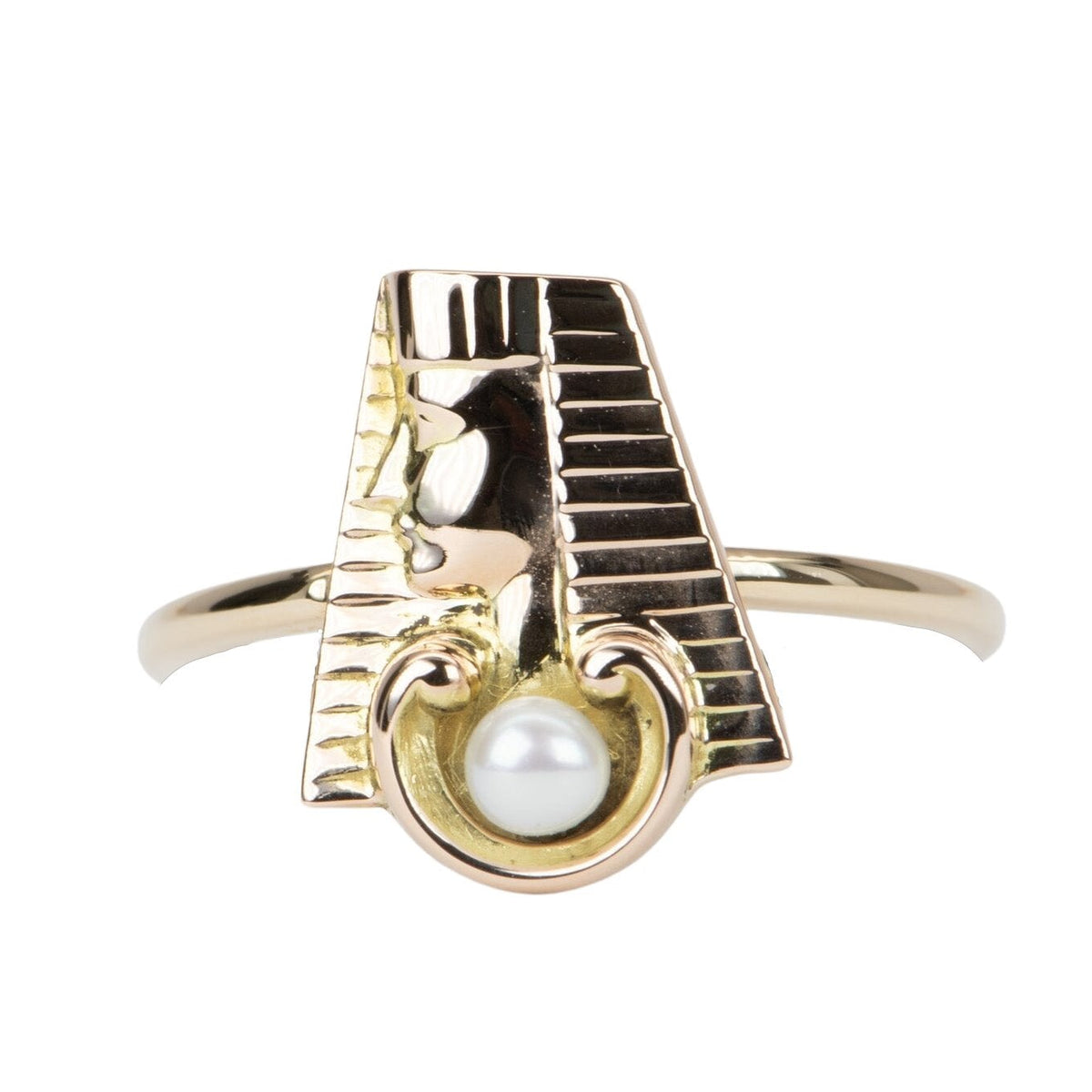 Egyptian Face Vintage Pin Converted to Unique Ring 14K Gold R6548 Aurora Designer