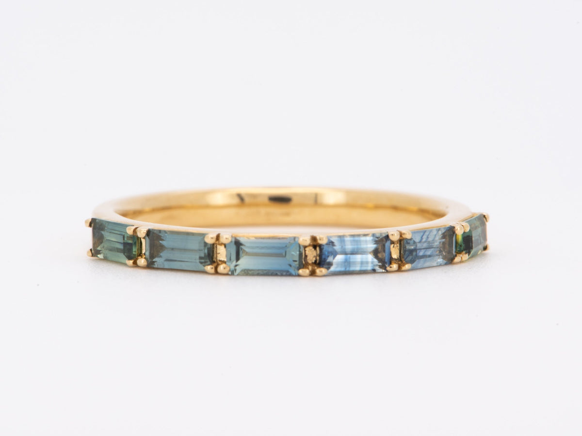 Baguette Teal Sapphire Wedding Band 14K Gold R6550 Aurora Designer