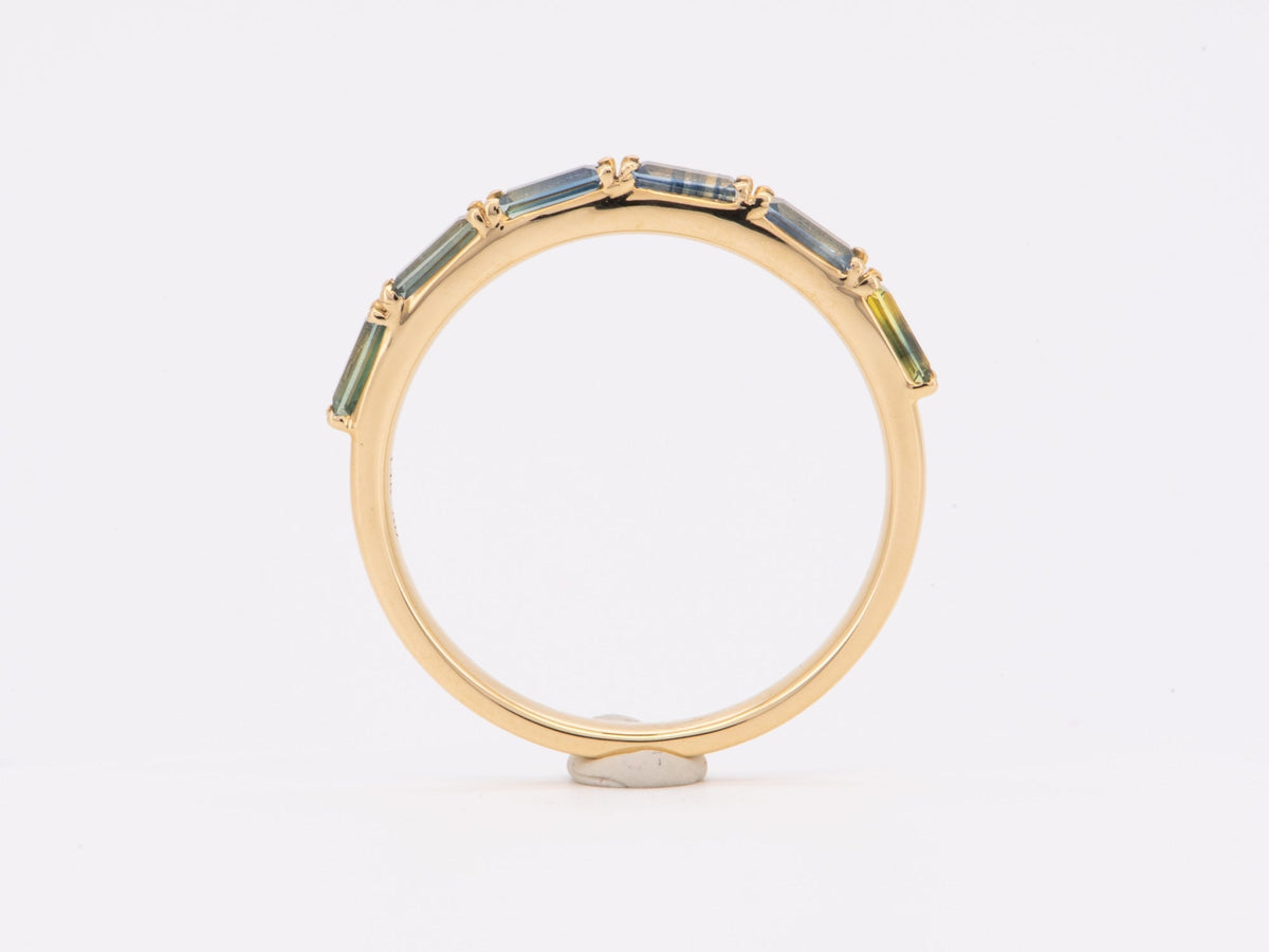 Baguette Teal Sapphire Wedding Band 14K Gold R6550 Aurora Designer