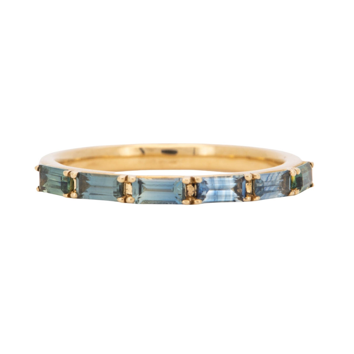 Baguette Teal Sapphire Wedding Band 14K Gold R6550 Aurora Designer