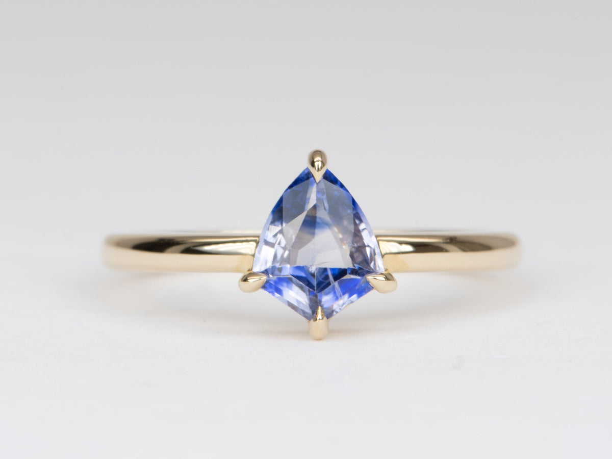 Shield Shape Unique Bi-Color Sapphire Ring 14K Gold R6558 Aurora Designer