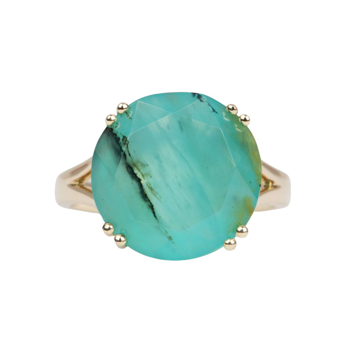 7.27ct Large Peruvian Blue Opal Statement Ring 14K Gold R6561 Aurora Designer