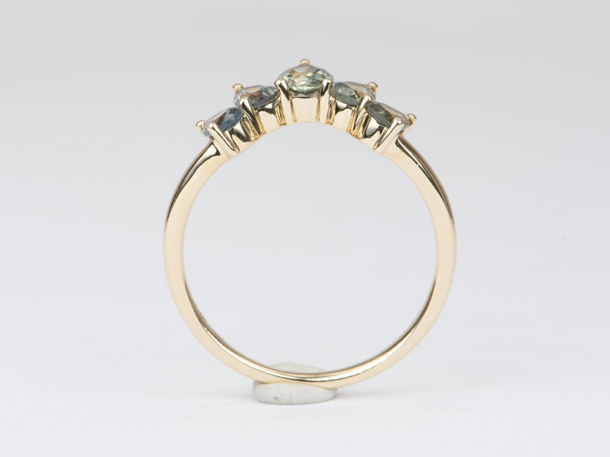 Fancy Bi-Color Montana Sapphire Crown Ring 14K Gold Wedding Band R6562 Aurora Designer