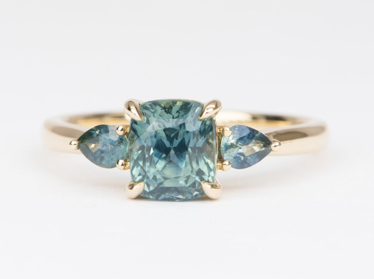 2.71ctw Montana Sapphire Three-Stone Engagement Ring 14K Gold R6564 Aurora Designer