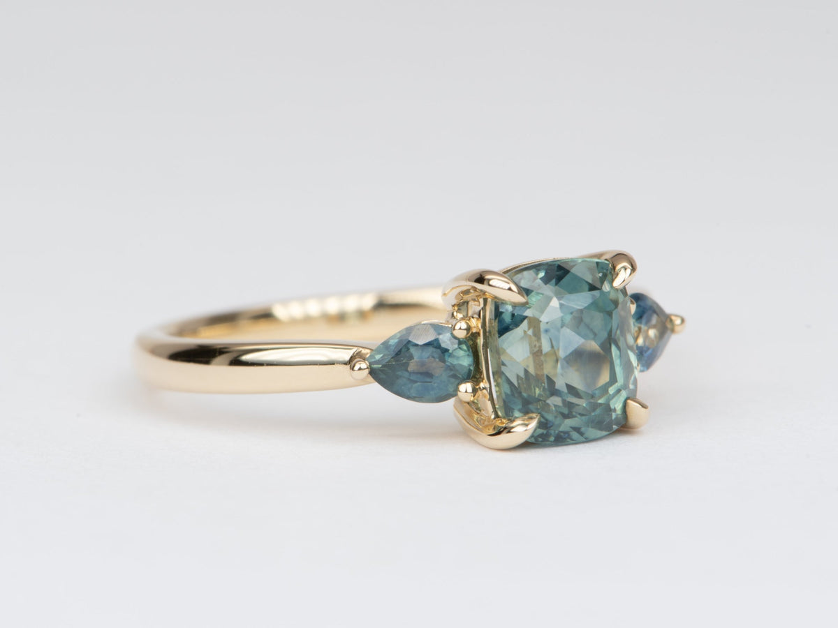 2.71ctw Montana Sapphire Three-Stone Engagement Ring 14K Gold R6564 Aurora Designer