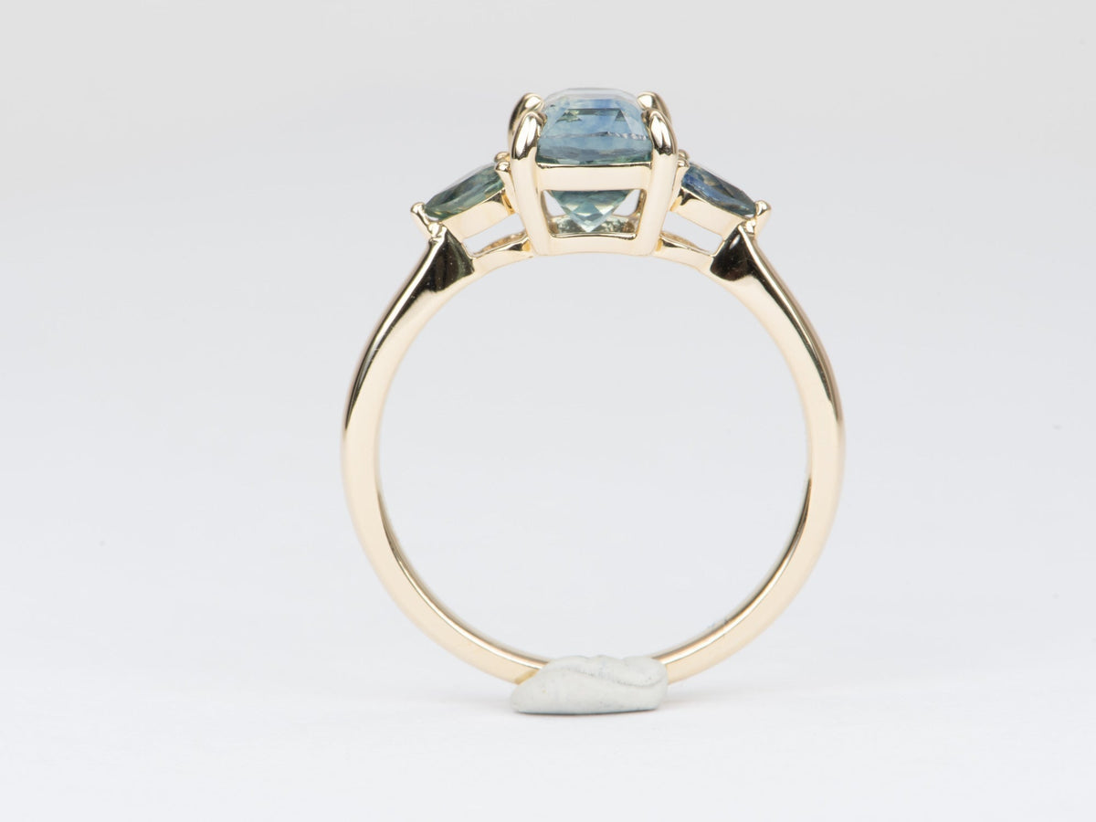 2.71ctw Montana Sapphire Three-Stone Engagement Ring 14K Gold R6564 Aurora Designer