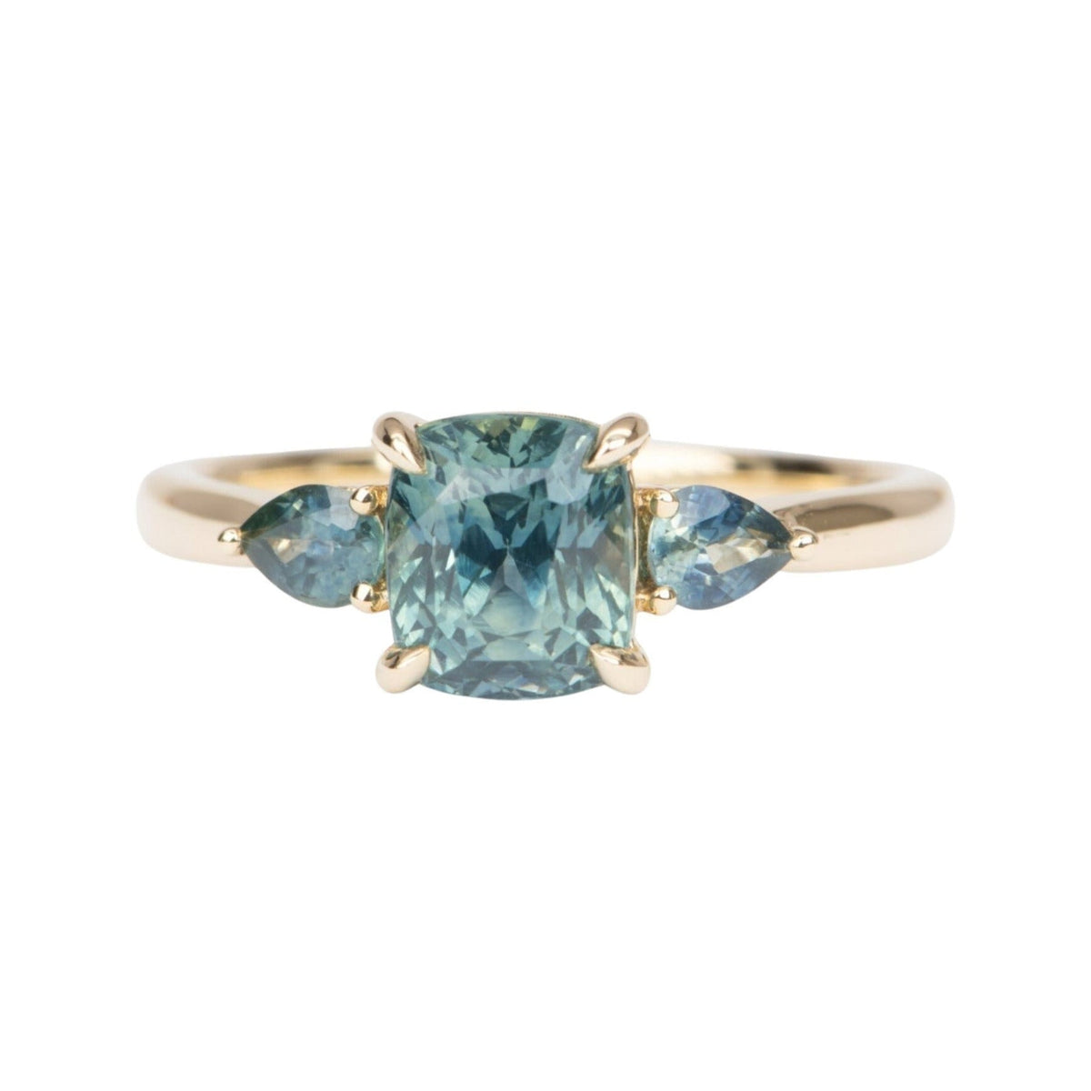 2.71ctw Montana Sapphire Three-Stone Engagement Ring 14K Gold R6564 Aurora Designer