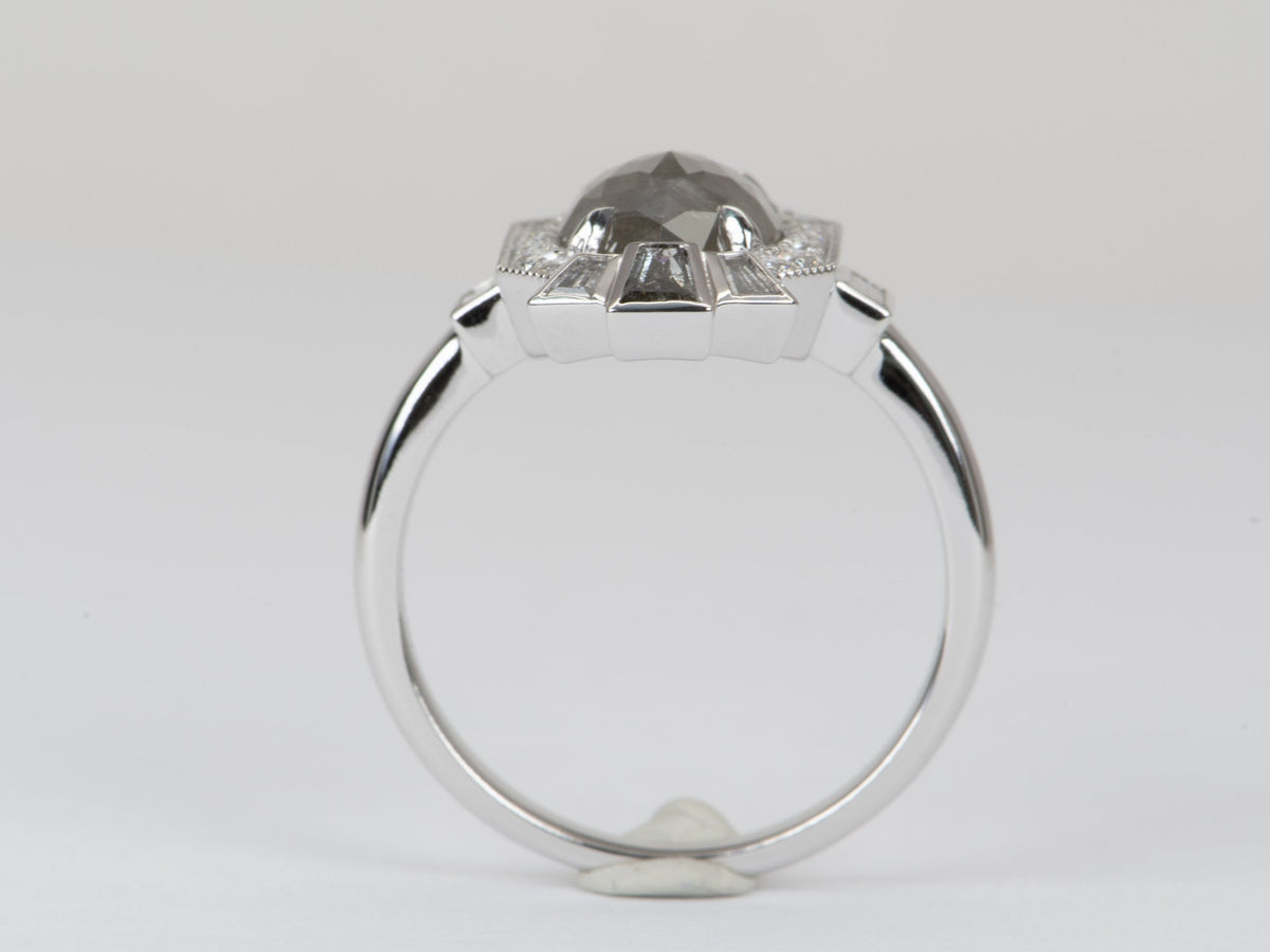 3.66ct Salt and Pepper Diamond Statement Ring 14K White Gold R6568 Aurora Designer