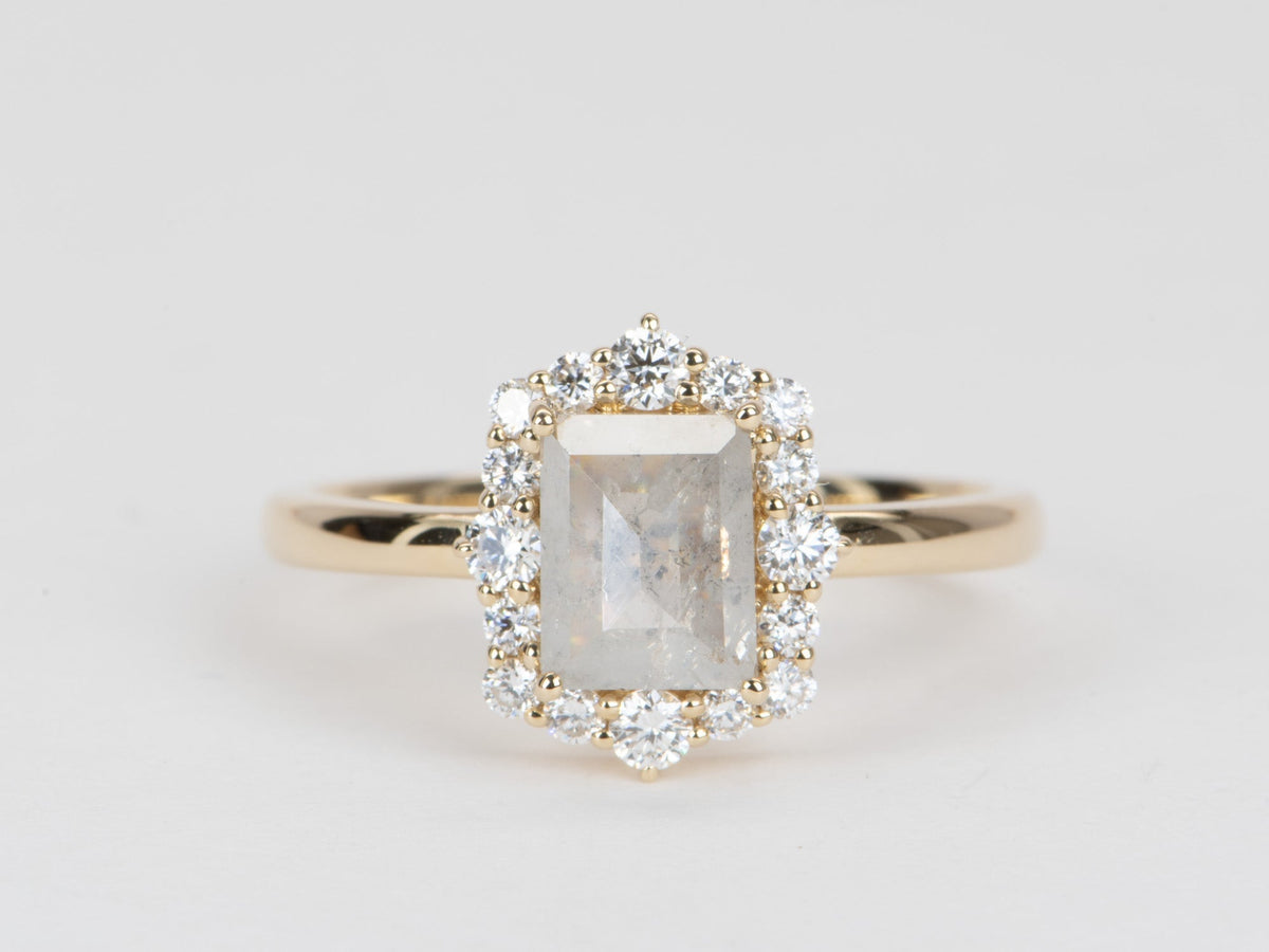 1.39ctw Opalescent Natural Diamond with Halo Engagement Ring 14K Gold R6573 Aurora Designer