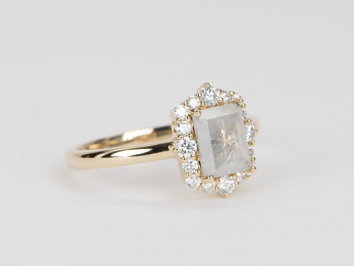1.39ctw Opalescent Natural Diamond with Halo Engagement Ring 14K Gold R6573 Aurora Designer