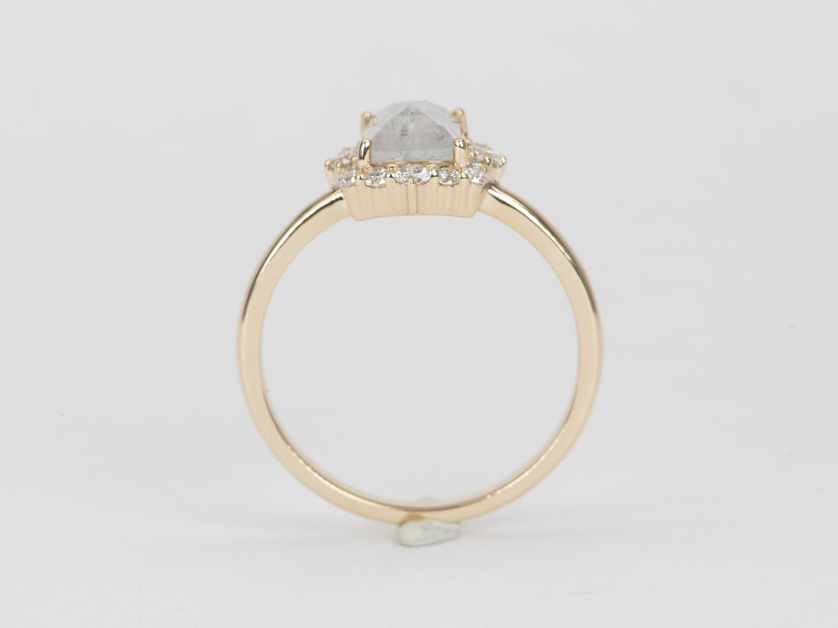 1.39ctw Opalescent Natural Diamond with Halo Engagement Ring 14K Gold R6573 Aurora Designer