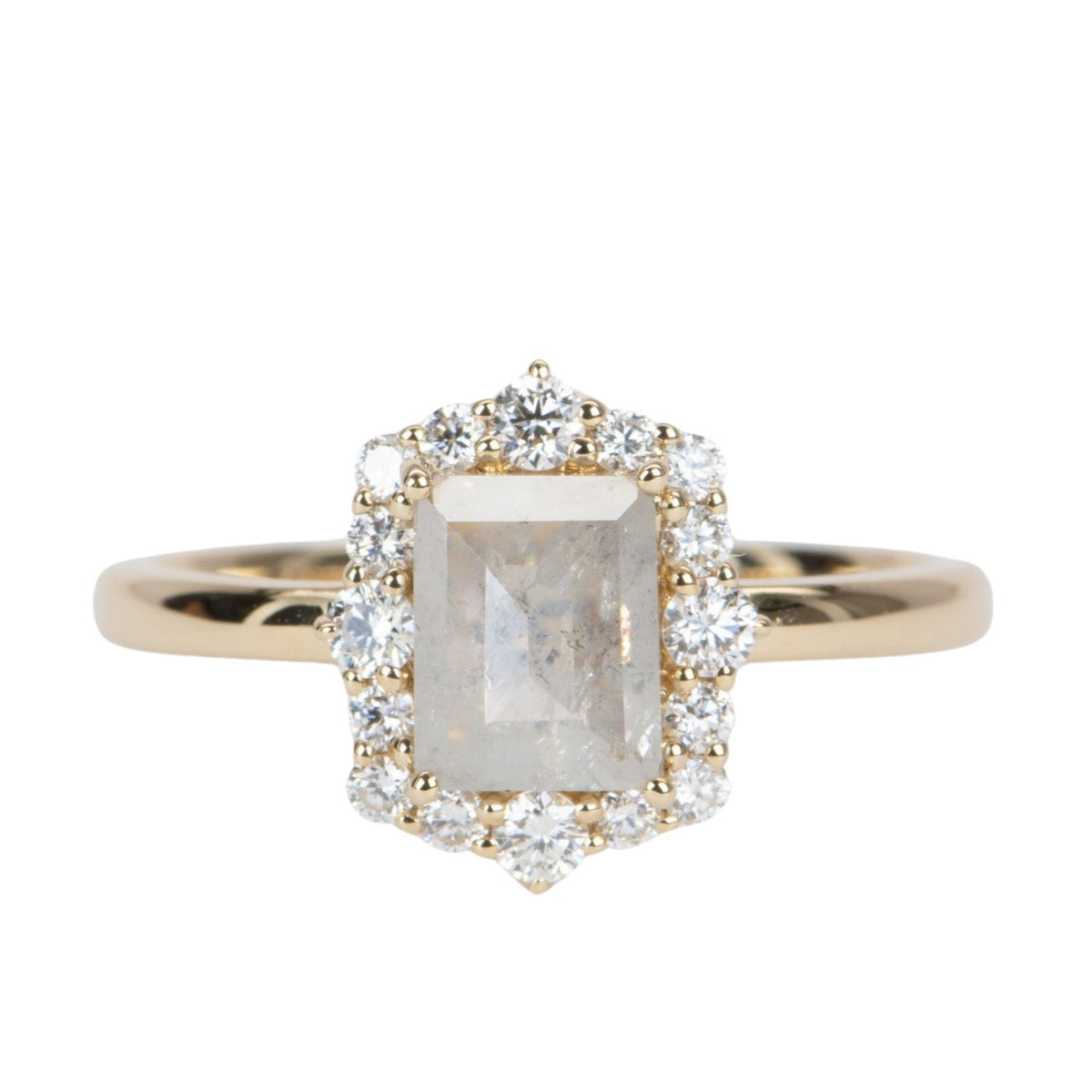 1.39ctw Opalescent Natural Diamond with Halo Engagement Ring 14K Gold R6573 Aurora Designer