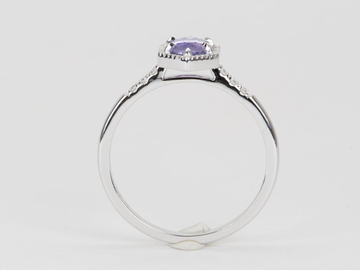 Elongated Lavender Purple Sapphire 14K White Gold Engagement Ring R6574 Aurora Designer