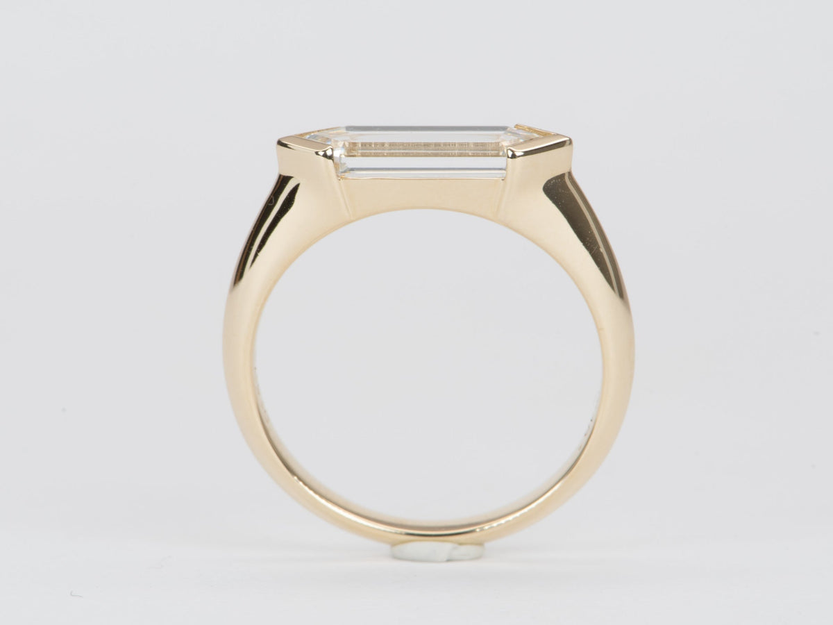 1.61ct Elongated Hexagon Lab Diamond Signet Engagement Ring 14K Gold IGI Certificate R6575 Aurora Designer