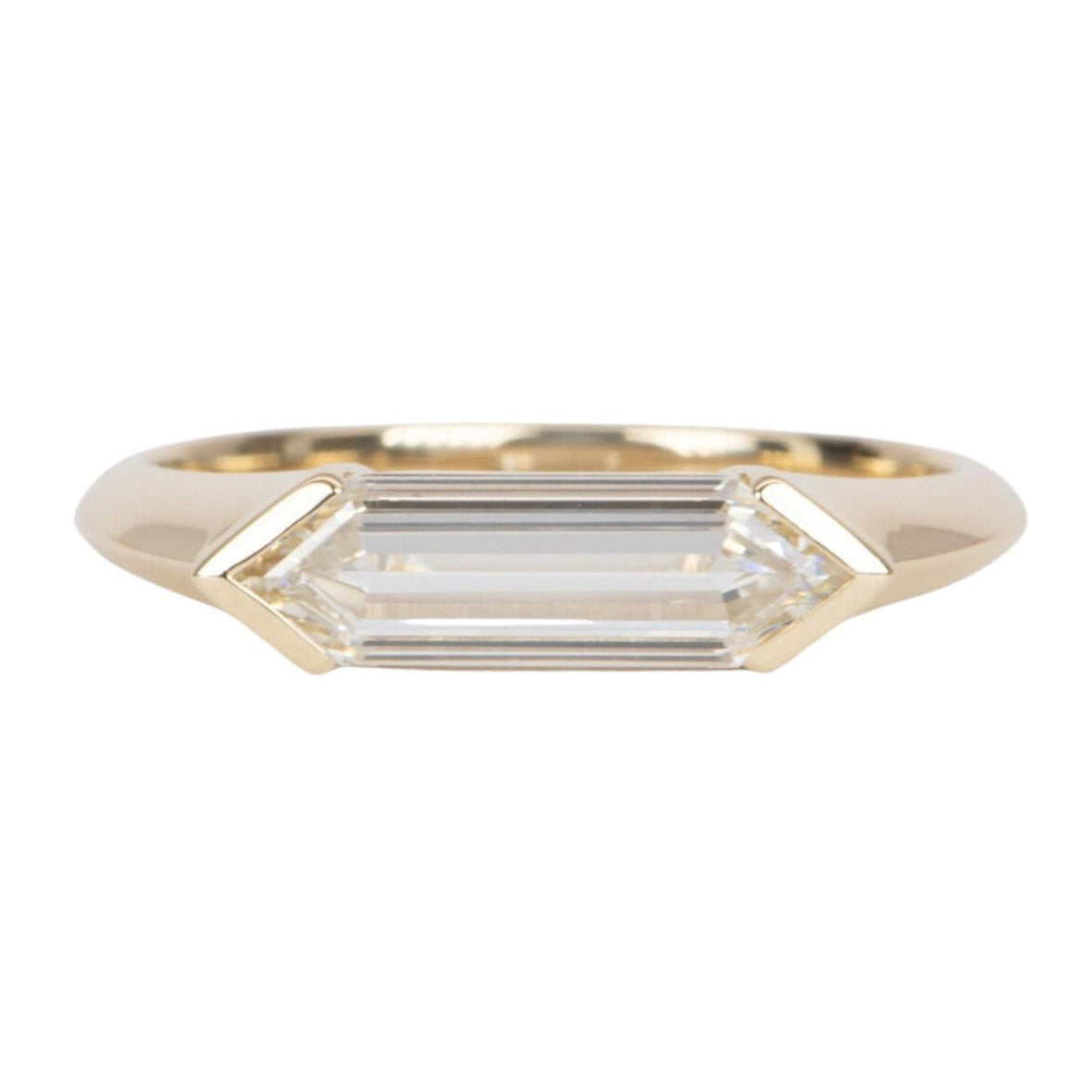 1.61ct Elongated Hexagon Lab Diamond Signet Engagement Ring 14K Gold IGI Certificate R6575 Aurora Designer