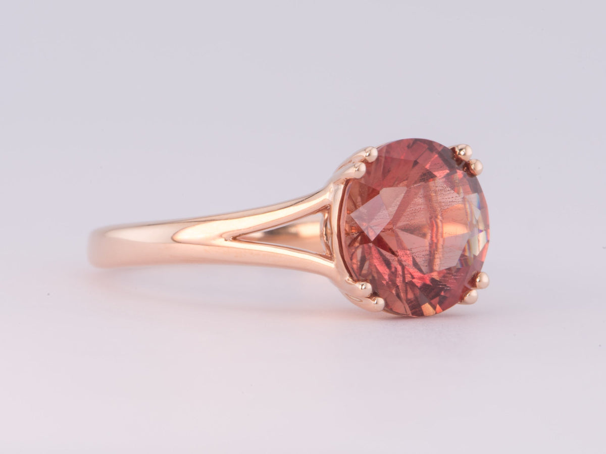 3.12ct Deep Red Oregon Sunstone with Double Prongs Engagement Ring 14K Rose Gold R6590 Aurora Designer