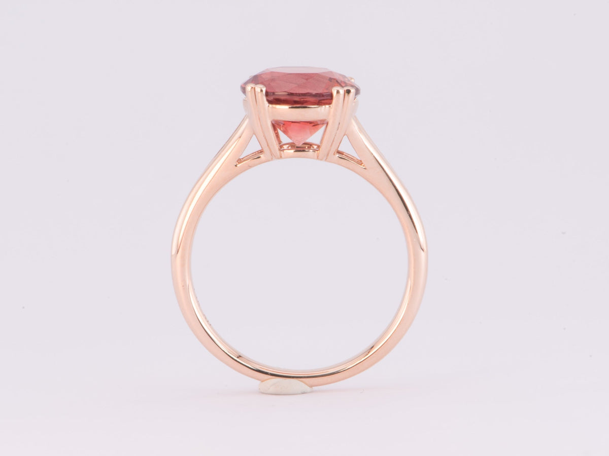 3.12ct Deep Red Oregon Sunstone with Double Prongs Engagement Ring 14K Rose Gold R6590 Aurora Designer