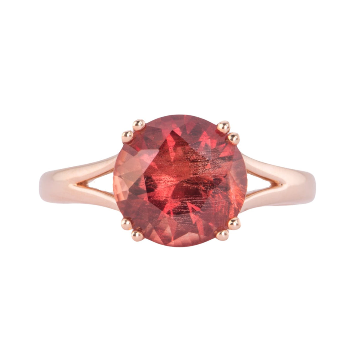 3.12ct Deep Red Oregon Sunstone with Double Prongs Engagement Ring 14K Rose Gold R6590 Aurora Designer