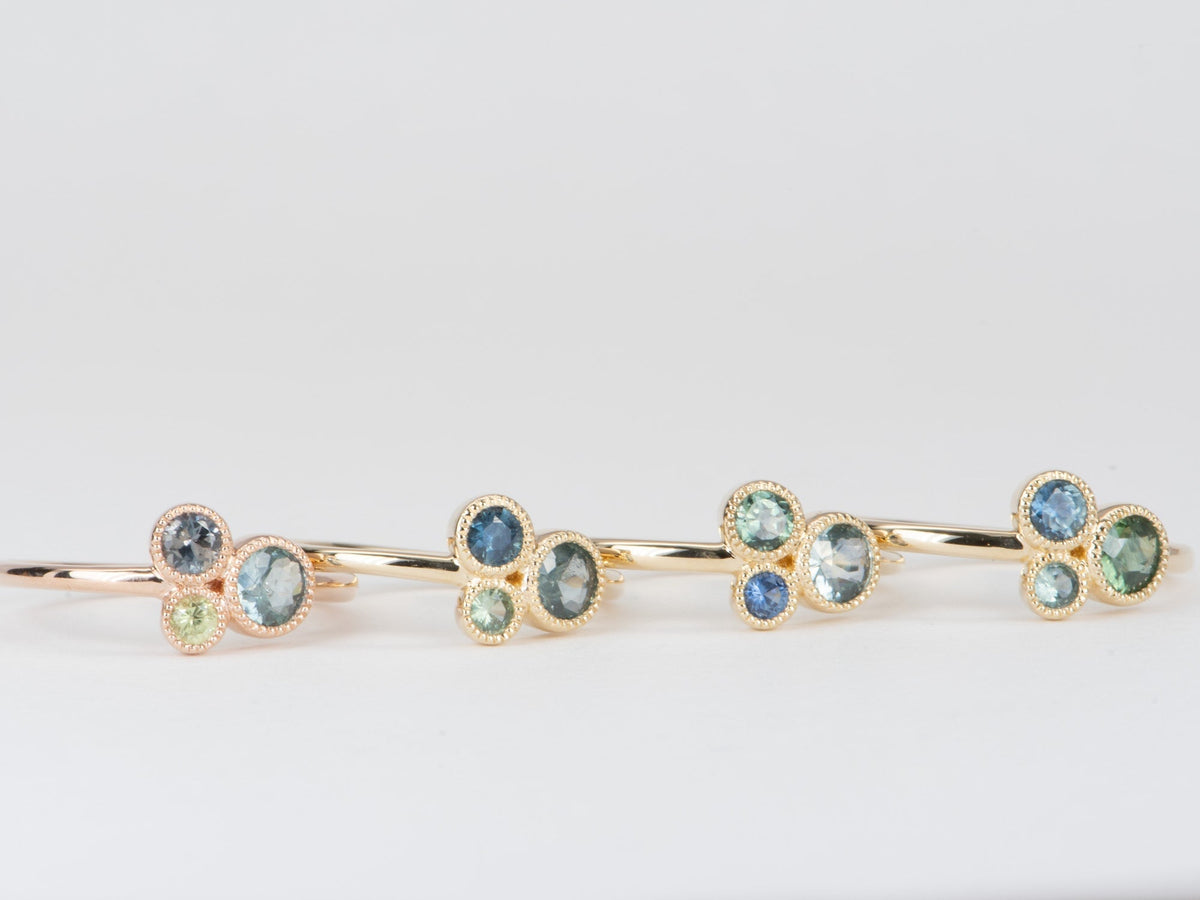 Trio Montana Sapphires Milgrain Bezel Set Stacking Ring 14K Gold R6591 Aurora Designer