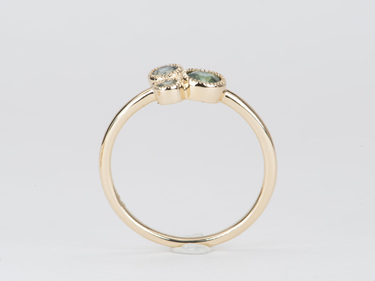 Trio Montana Sapphires Milgrain Bezel Set Stacking Ring 14K Gold R6591 Aurora Designer