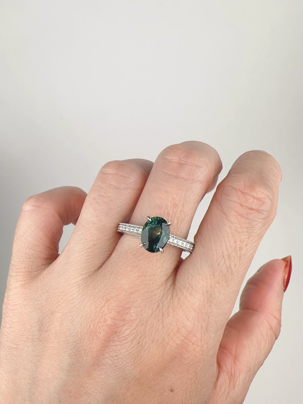 2.16ct GIA-Certified Natural Unheated Sapphire Engagement Ring 14K White Gold R6598 Aurora Designer