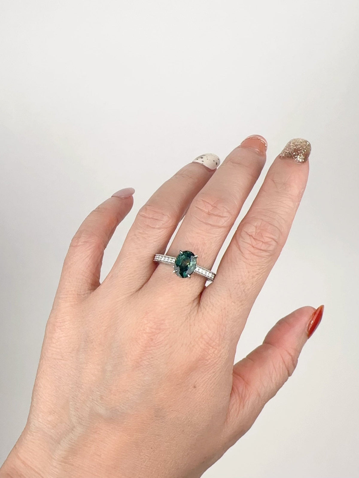 2.16ct GIA-Certified Natural Unheated Sapphire Engagement Ring 14K White Gold R6598 Aurora Designer