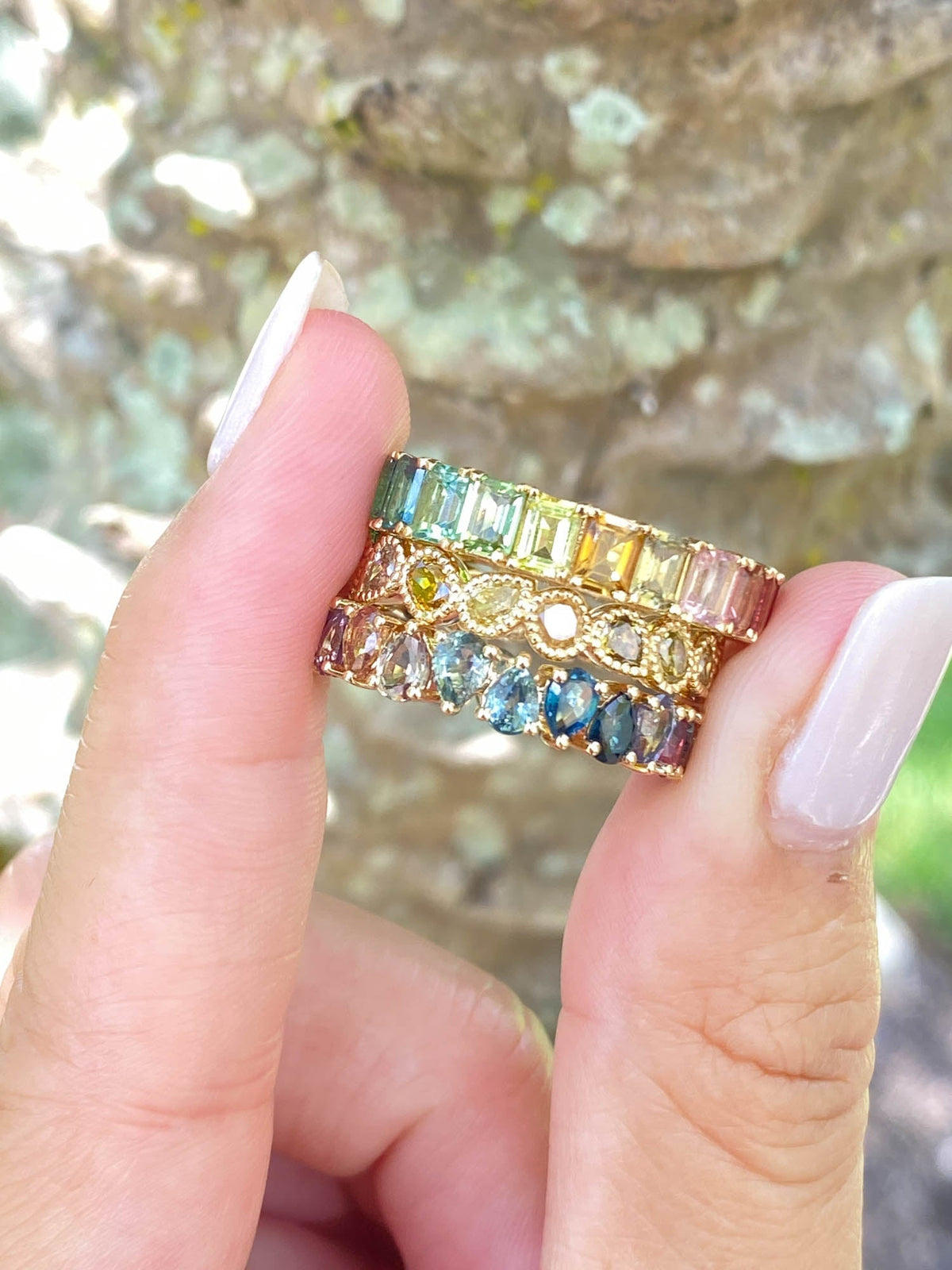 1.76ct Natural Fancy Color Diamond Full Eternity Band 14K Gold R6572 Aurora Designer