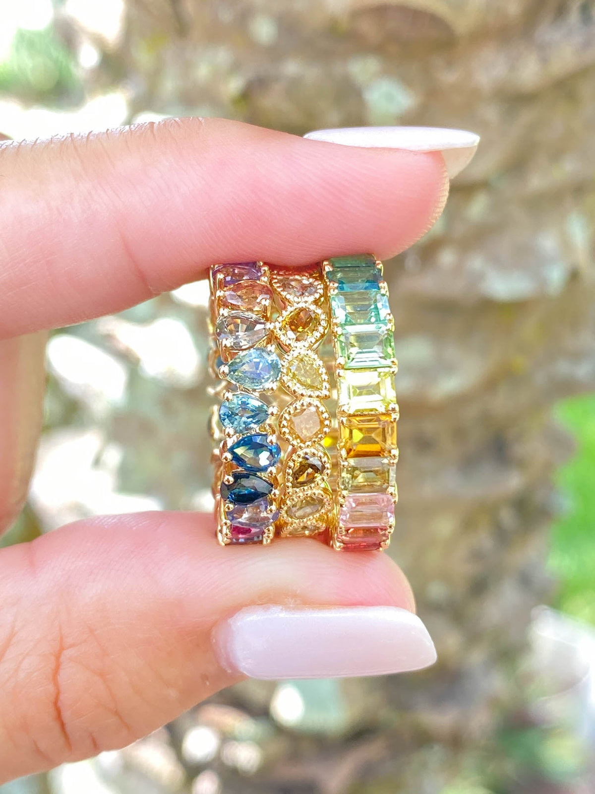 1.76ct Natural Fancy Color Diamond Full Eternity Band 14K Gold R6572 Aurora Designer