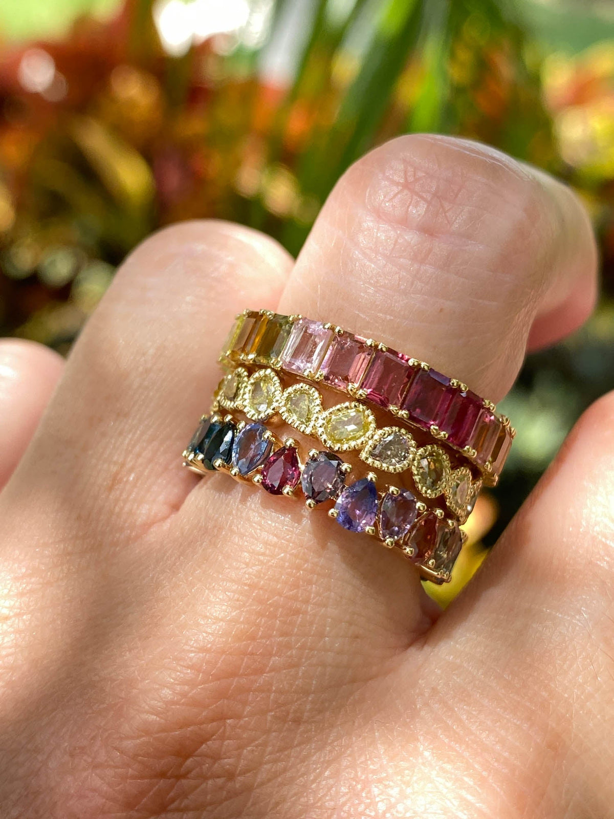 1.76ct Natural Fancy Color Diamond Full Eternity Band 14K Gold R6572 Aurora Designer