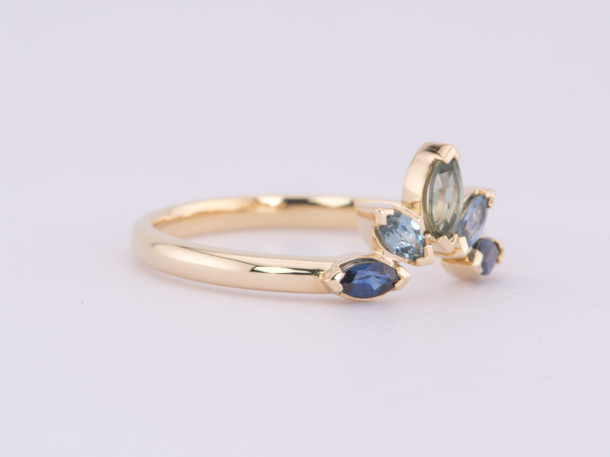 Ombre Color Montana Sapphire Crown Wedding Band 14K Gold R6603 Aurora Designer