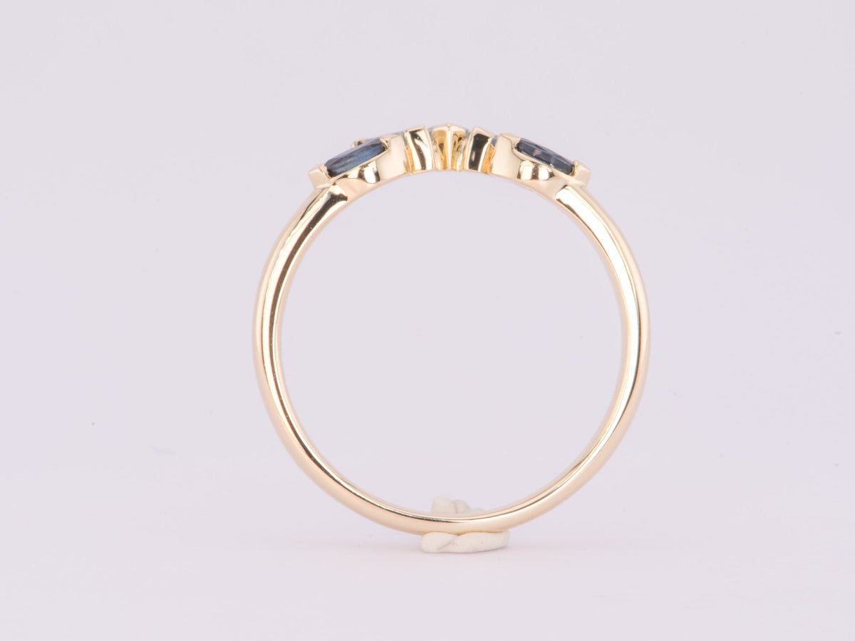 Ombre Color Montana Sapphire Crown Wedding Band 14K Gold R6603 Aurora Designer