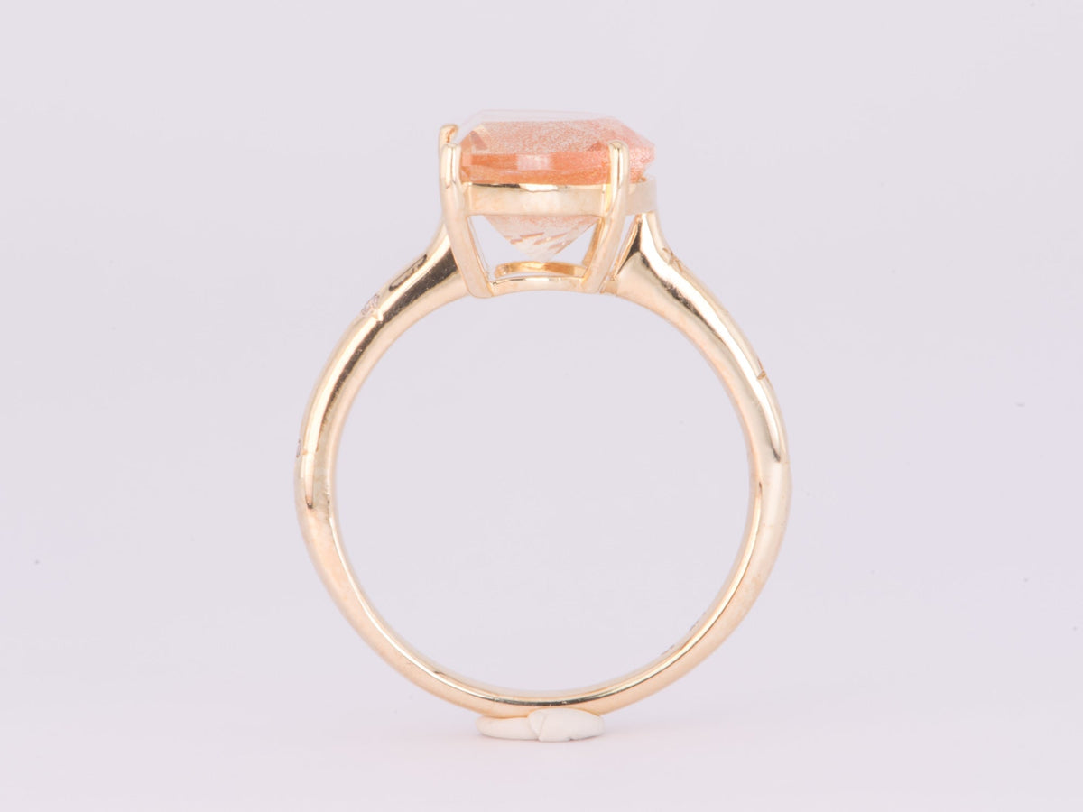 4.29ct Oregon Sunstone Half Moon with Celestial Design Band 14K Gold Aurora Designer