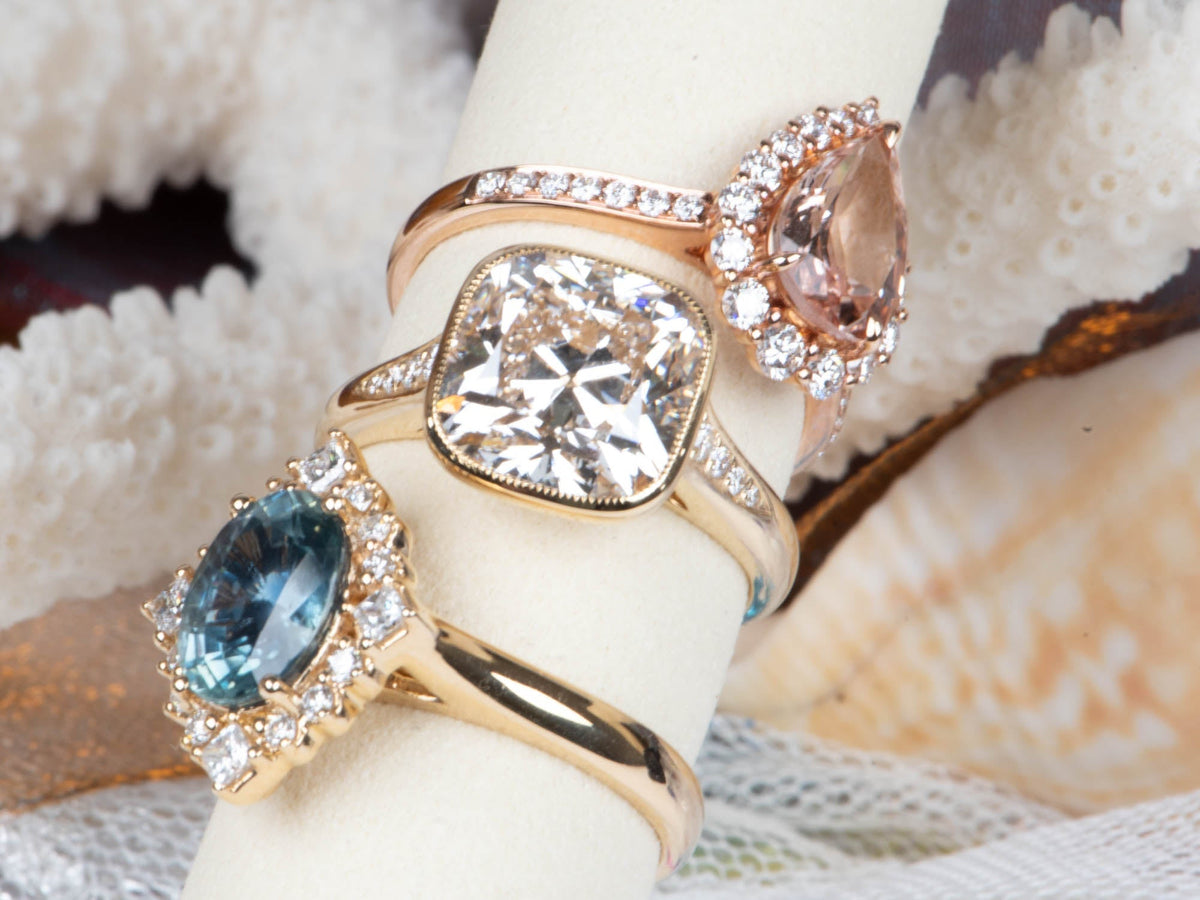 1.64ct Soft Pink Morganite 14K Rose Gold Engagement Ring with Diamond Halo R6617 Aurora Designer