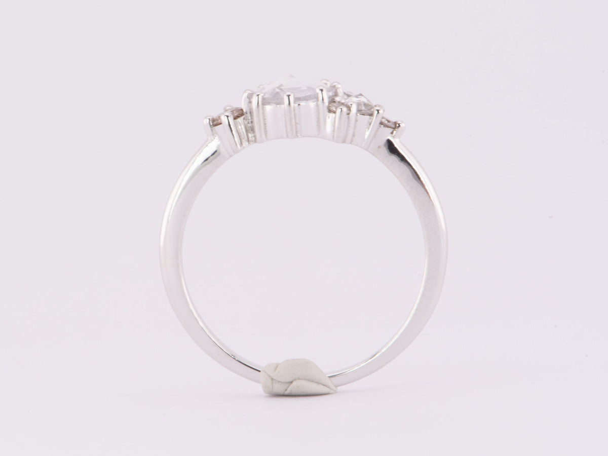 6mm Rose Cut White Sapphire Champagne Diamond Engagement Ring 14K White Gold R6620 Aurora Designer