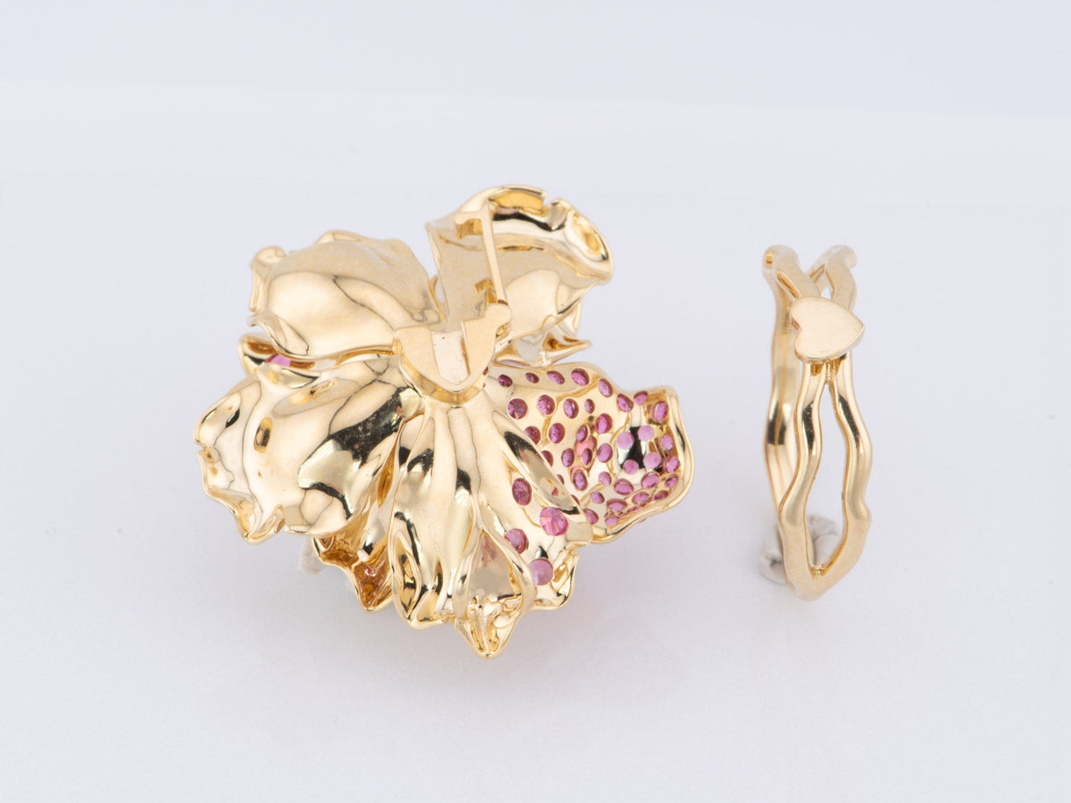 Art Jewelry Rubellite Tourmaline Center Flower Ring / Pendant Convertible 18K Gold R6641 Aurora Designer