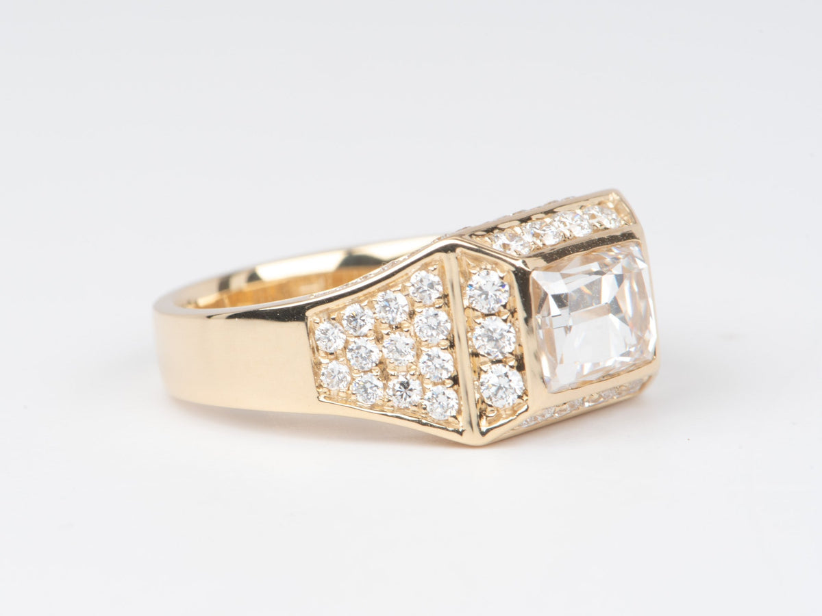 3.17ctw Certified Old European Cut Diamond Wide Band Ring 14K Gold R6656 Aurora Designer