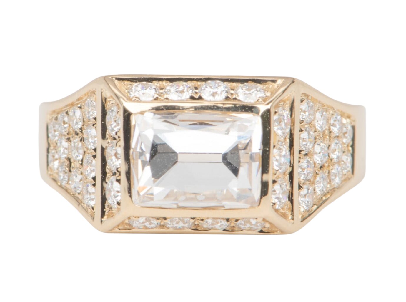 3.17ctw Certified Old European Cut Diamond Wide Band Ring 14K Gold R6656 Aurora Designer