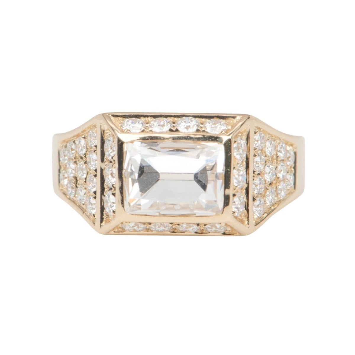 3.17ctw Certified Old European Cut Diamond Wide Band Ring 14K Gold R6656 Aurora Designer