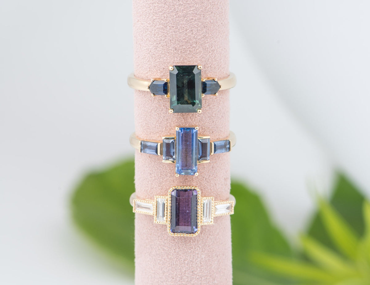 2.3ctw Blue Purple Bi-Color Sapphire Engagement Ring 14K Gold R6662 Aurora Designer