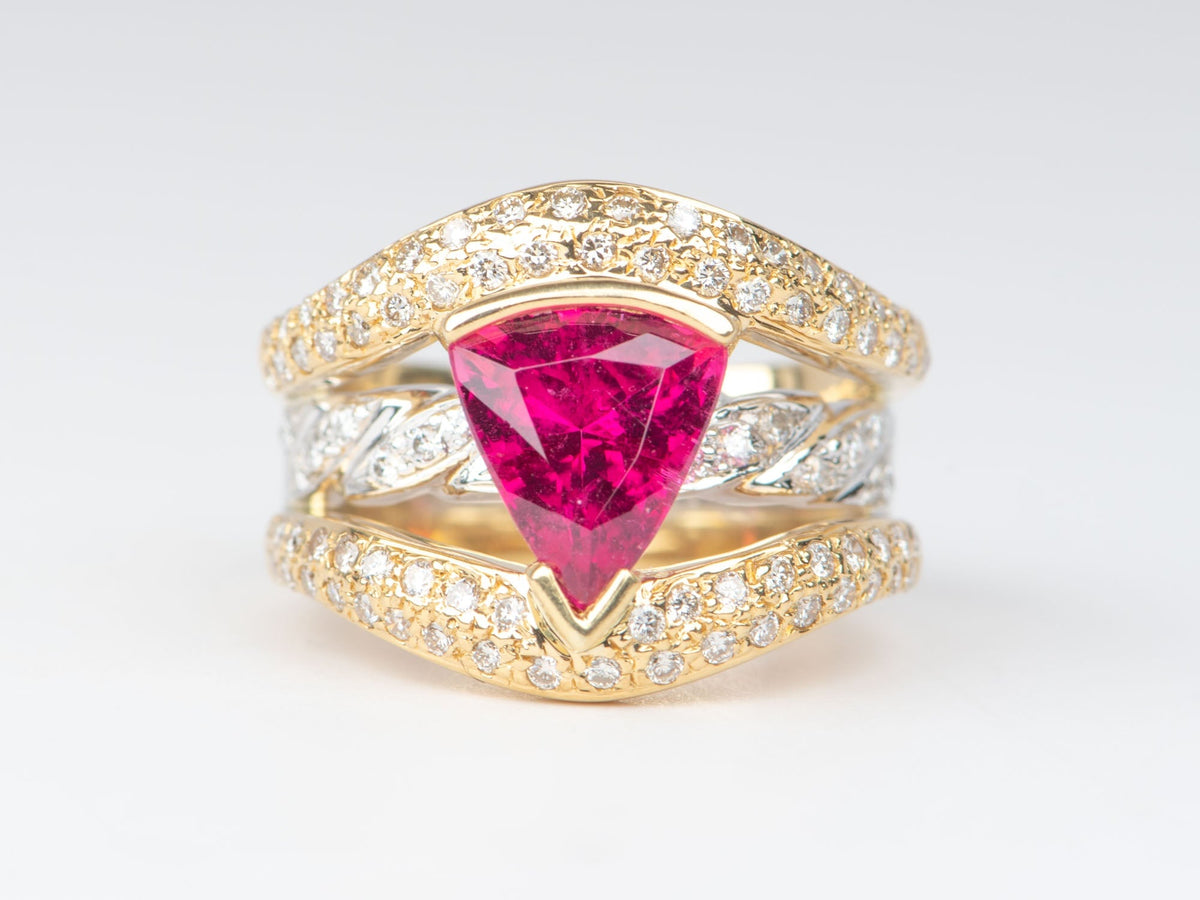 2.41ct Bright Pink Rubellite Tourmaline and Diamond Ring 18K Gold R6663 Aurora Designer