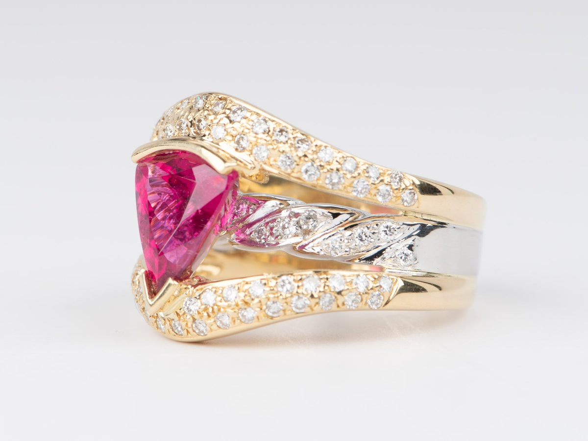2.41ct Bright Pink Rubellite Tourmaline and Diamond Ring 18K Gold R6663 Aurora Designer