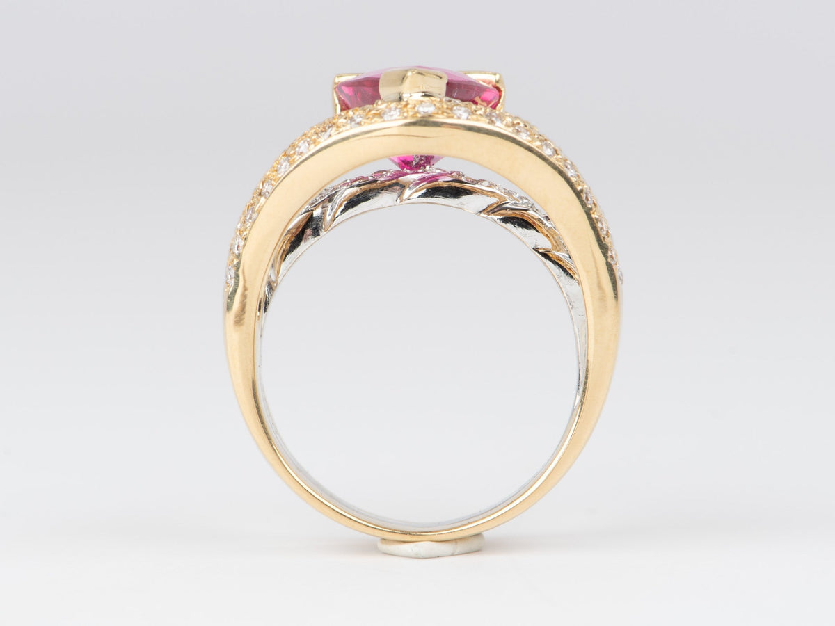 2.41ct Bright Pink Rubellite Tourmaline and Diamond Ring 18K Gold R6663 Aurora Designer