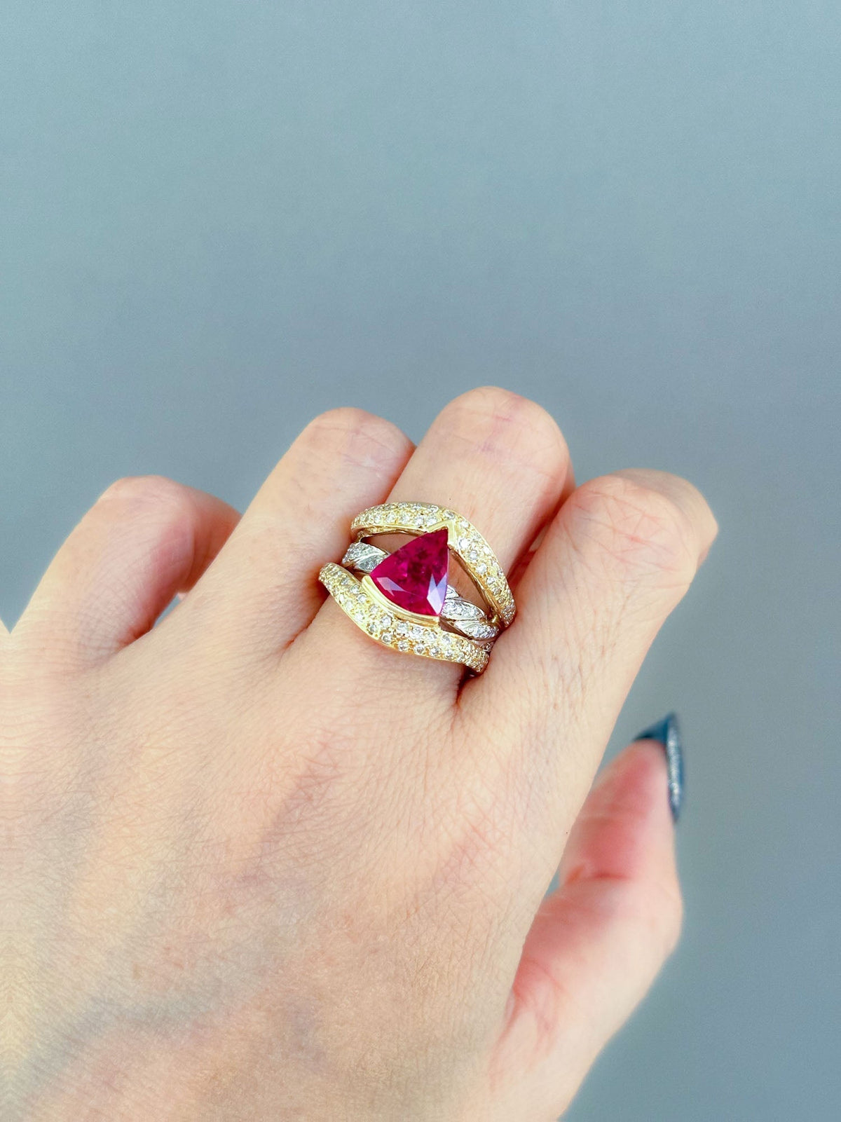 2.41ct Bright Pink Rubellite Tourmaline and Diamond Ring 18K Gold R6663 Aurora Designer