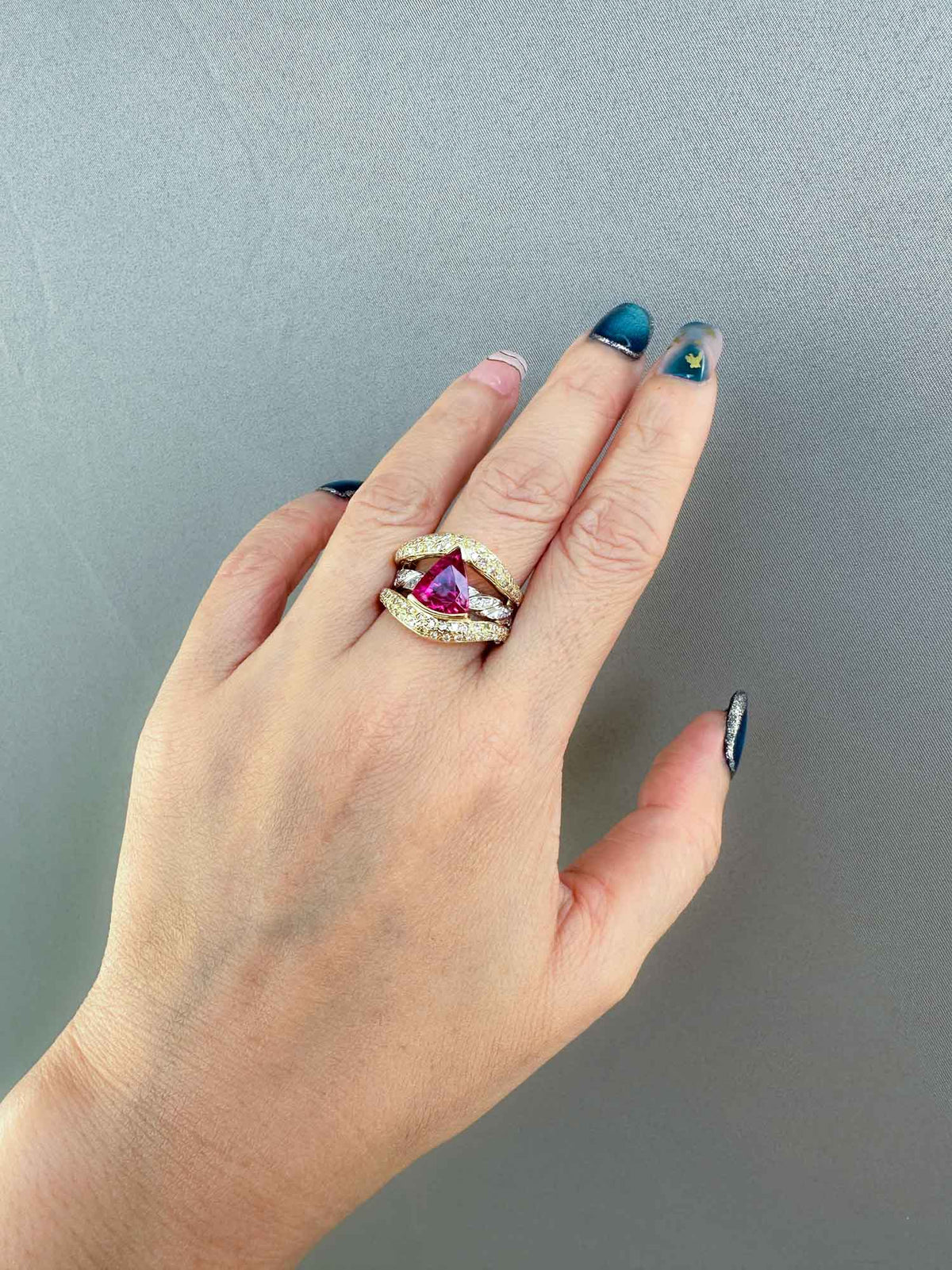 2.41ct Bright Pink Rubellite Tourmaline and Diamond Ring 18K Gold R6663 Aurora Designer